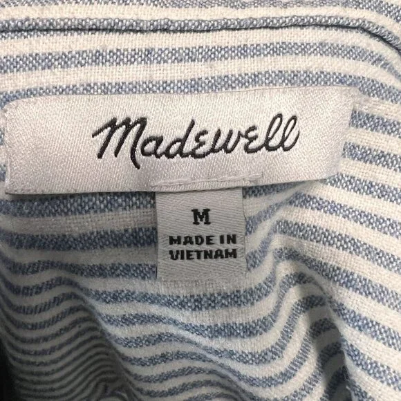 Madewell Button-Up Shirt Women M Blue & White Striped Slim Classic Fit Normcore - Picture 8 of 8